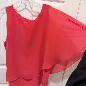 Outback Red Asymmetrical One-Shoulder Chiffon Top